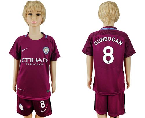 Manchester City #8 Gundogan Away Kid Soccer Club Jersey